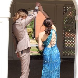 Ashley Lauren Peacock prom dress